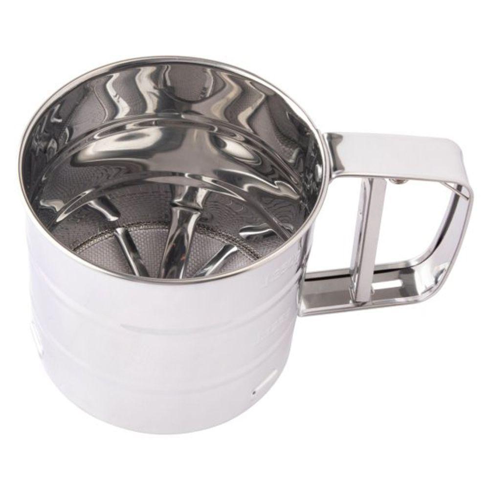 Peneira Inox Peneirar Farinha Com Gatilho Confeitaria 10cm - 10