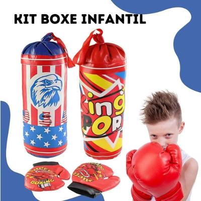 Kit Box Saco Pancada Boxe Com Luvas Brinquedo Infantil Soco