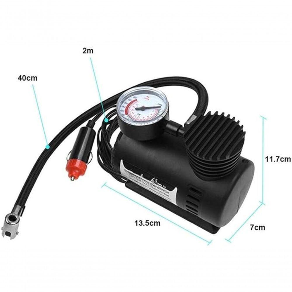 Mini Compressor Ar Portátil 12v Calibrador Pneus Bomba 3 Ada - 3
