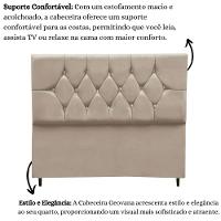 Cabeceira Cama Box Estofada Solteiro 90 Cm Geovana Suede Bege - 3