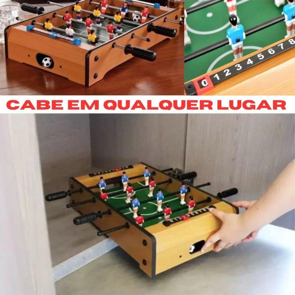 Mini Pebolim Totó Futebol Mesa Compacto Brinquedo Portátil - 3