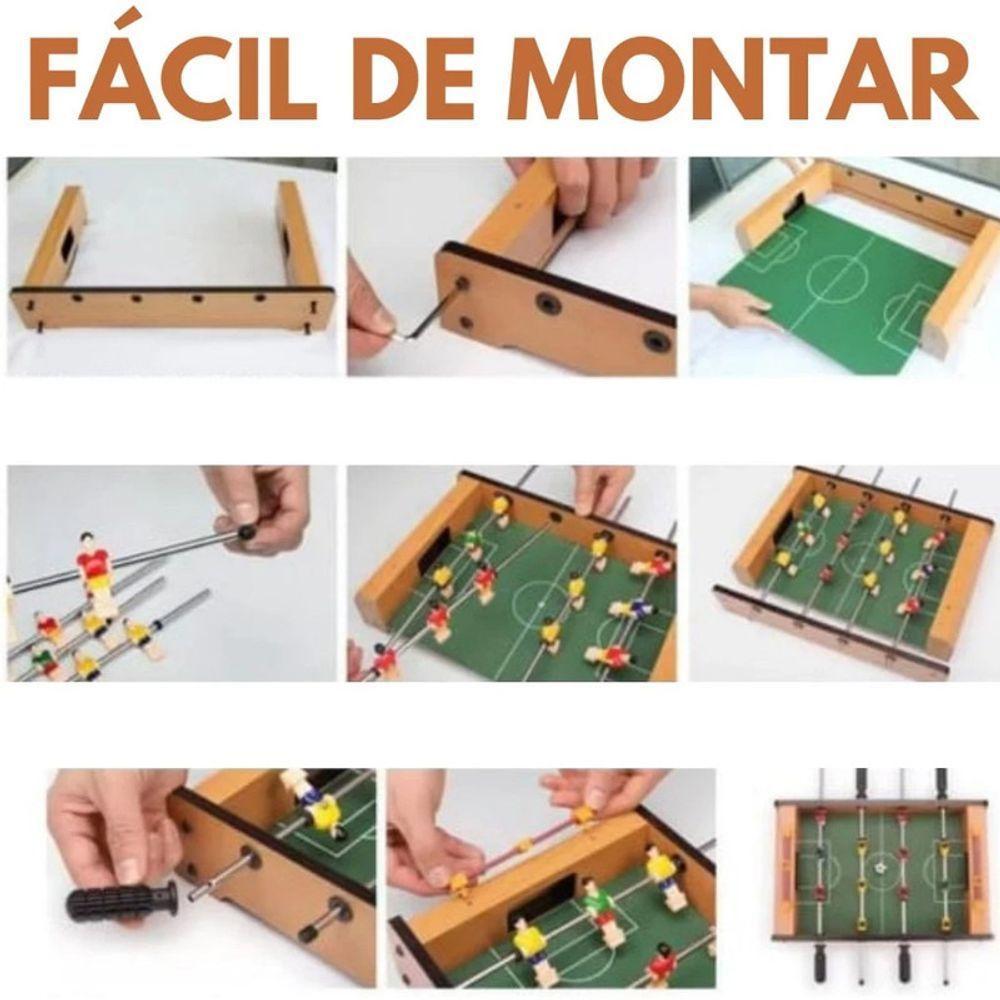 Mini Pebolim Totó Futebol Mesa Compacto Brinquedo Portátil - 4