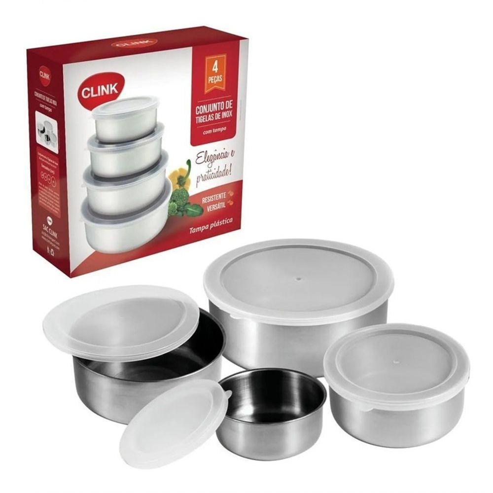Conjunto Potes Aço Inox Tampa Hermética Tigelas 4 Peças - 7