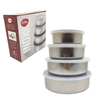 Conjunto Potes Aço Inox Tampa Hermética Tigelas 4 Peças - 6