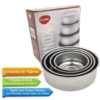 Conjunto Potes Aço Inox Tampa Hermética Tigelas 4 Peças - 9