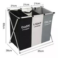 Cesto Organizador De Roupas Sujas Dobrável 3 Compartimentos - 5