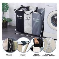 Cesto De Roupa Suja Dobrável 3 Compartimentos Com Alça Organ - 7