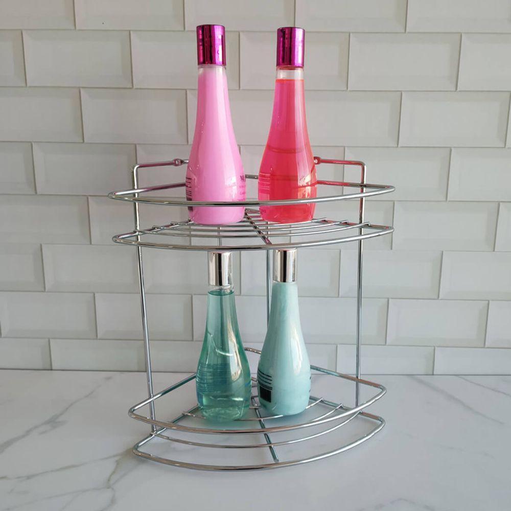 Suporte Banho Metal Cromado Organizador Shampoo Sabonete - 4