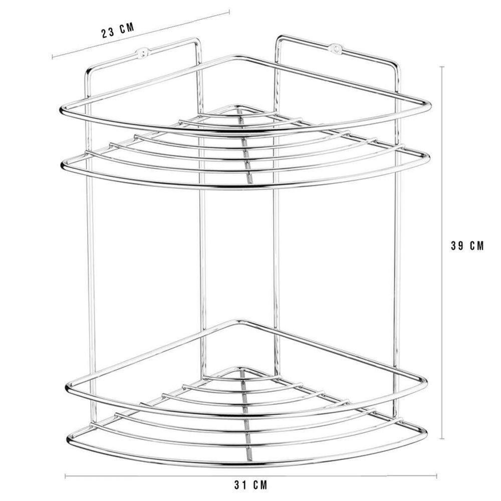 Suporte Banho Metal Cromado Organizador Shampoo Sabonete - 6
