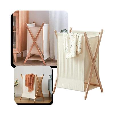 Cesto Organizador Dobrável Bambu Poliéster Roupas Brinquedos