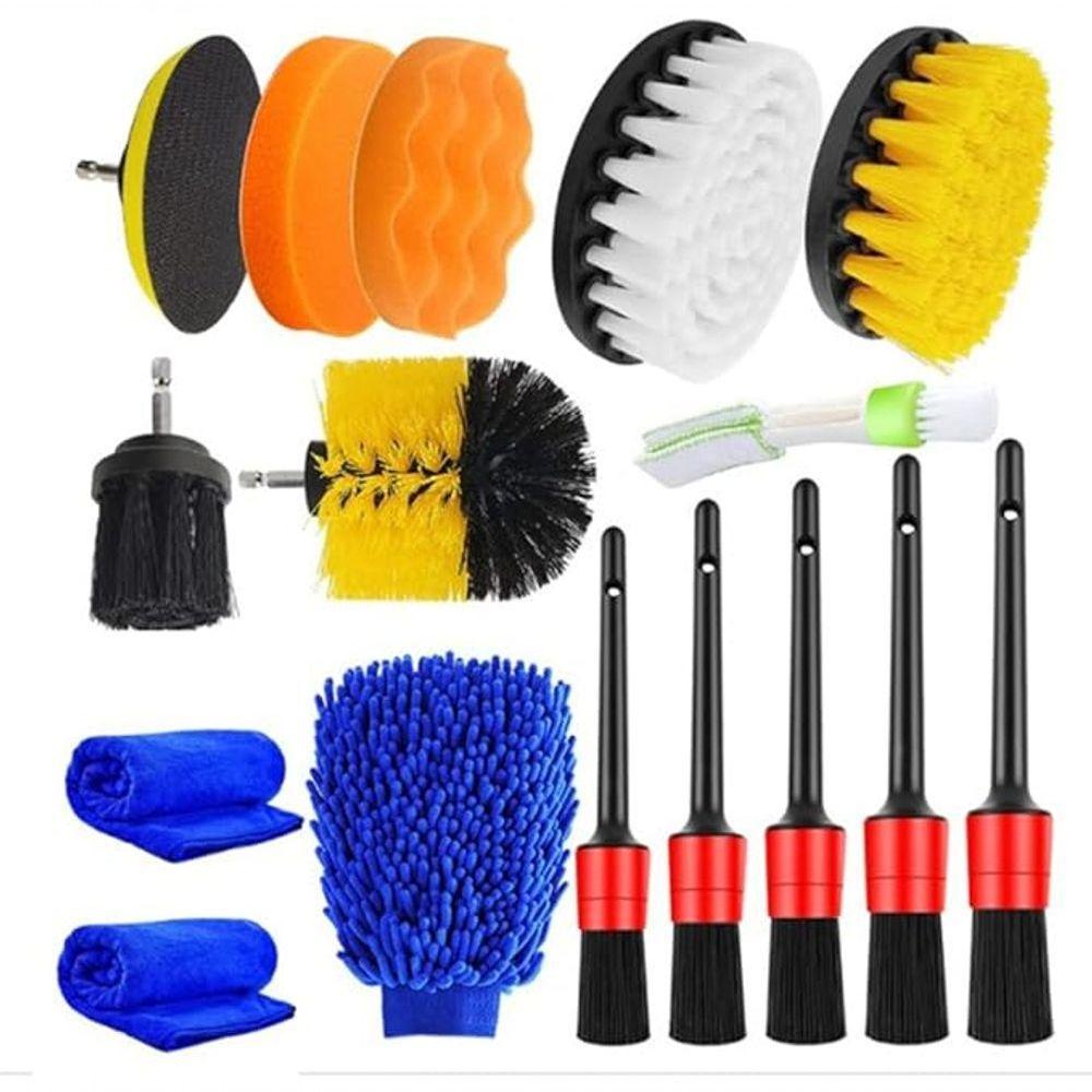 Conjunto Escovas Esponjas 16 Peças Kit Limpeza Furadeira Elé - 1