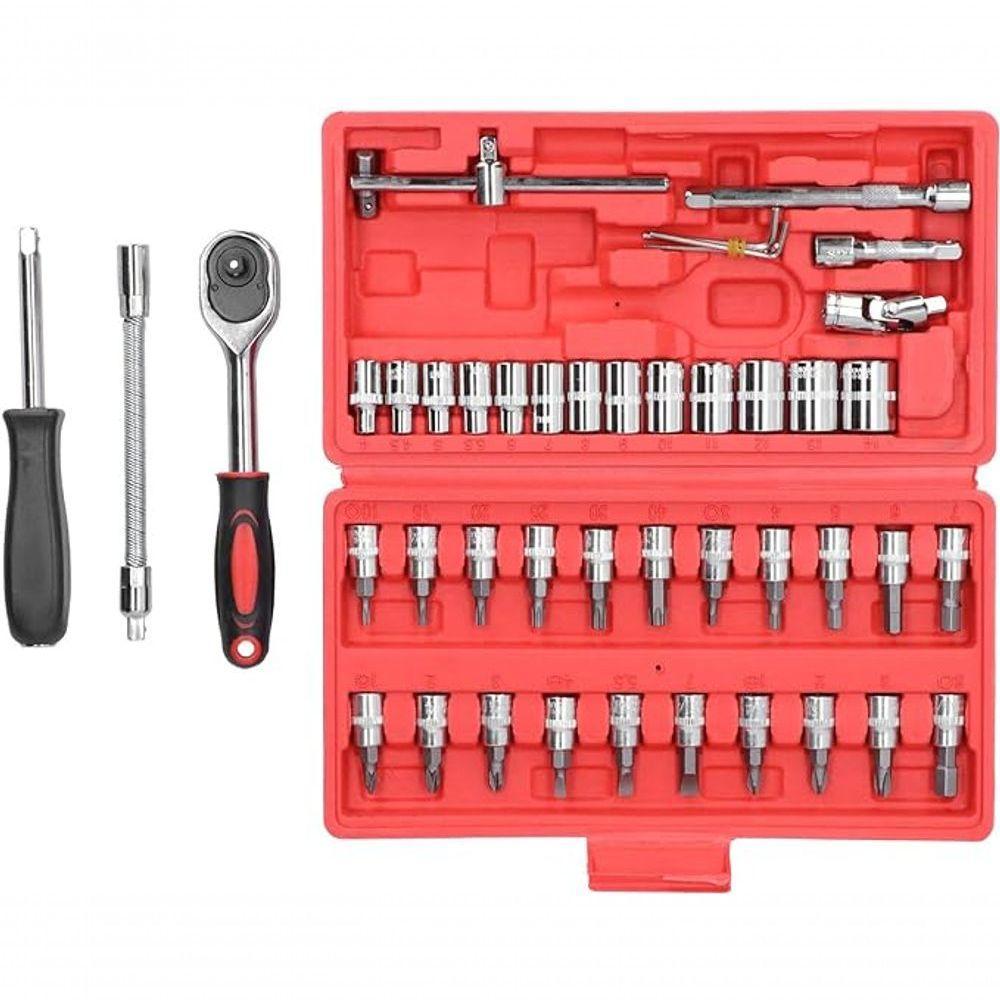 Kit Chave Combinada Profissional 46 Peças Soquetes Catraca A - 2