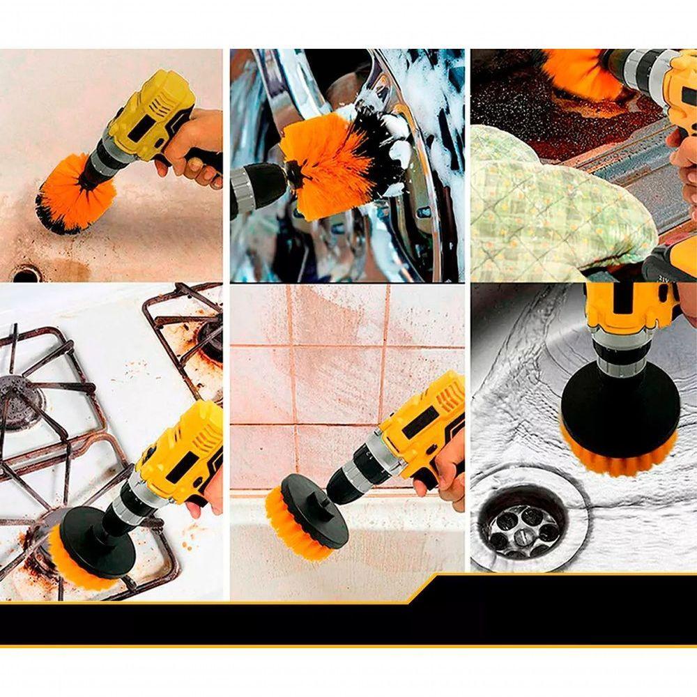 Kit Ferramentas Limpeza 16 Peças Escovas Esponjas Furadeira - 6