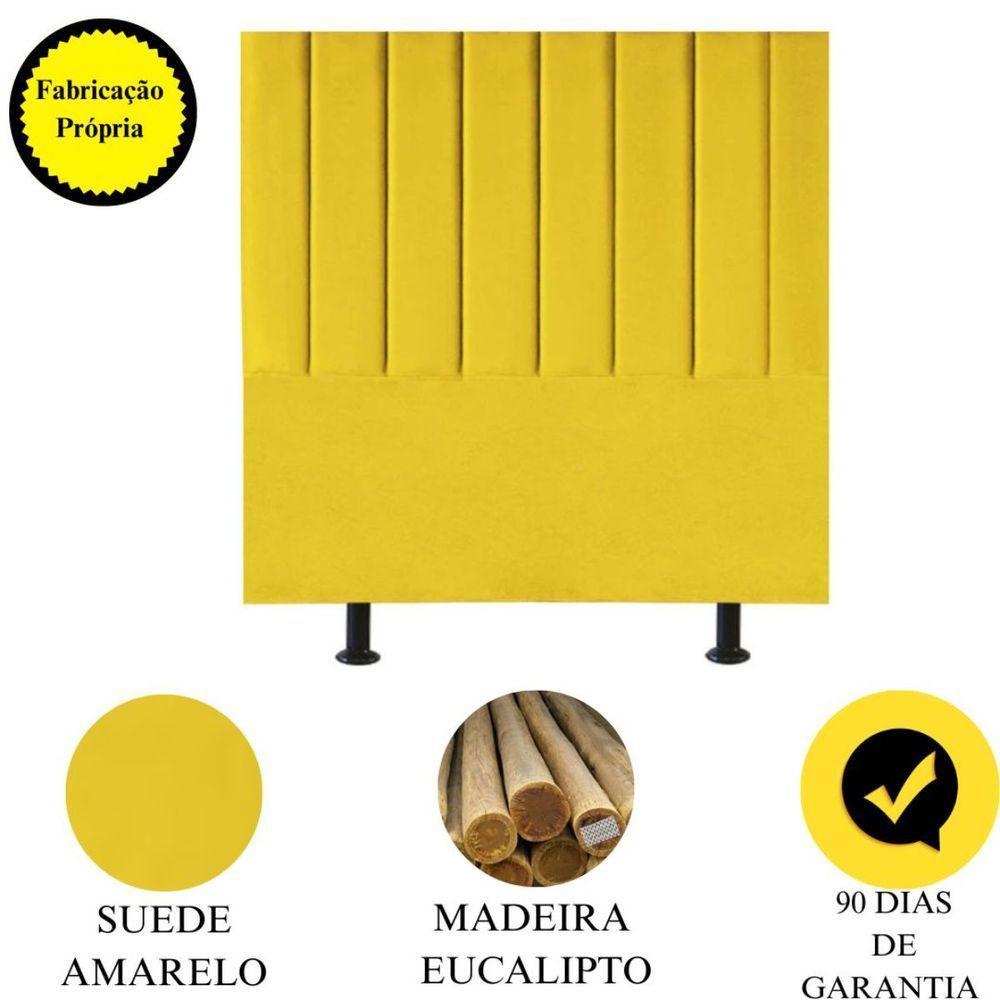 Cabeceira De Cama Solteiro Box 100 Cm Karla Carla Suede Cor:amarelo - 3
