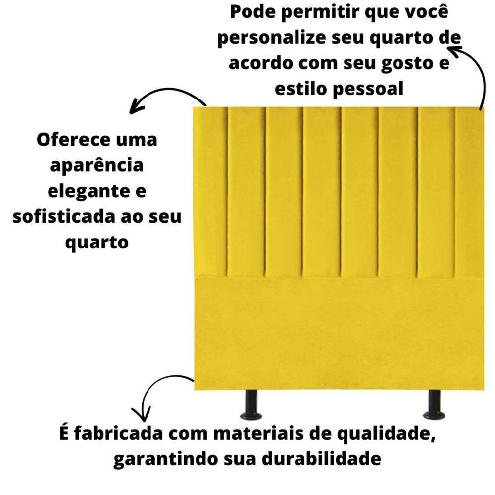 Cabeceira De Cama Solteiro Box 100 Cm Karla Carla Suede Cor:amarelo - 6