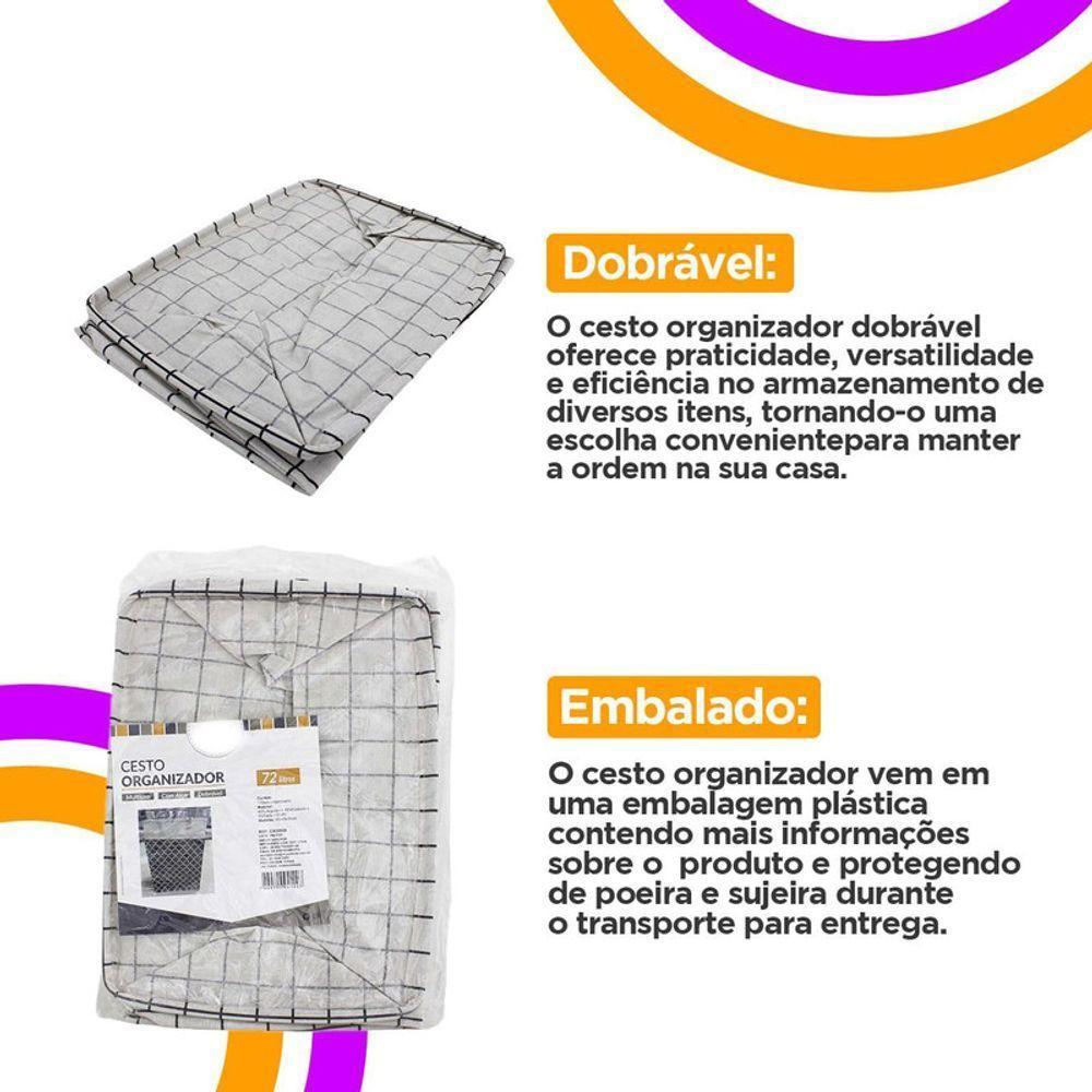 Cesto Organizador Dobrável Com Alça 60x40x30cm 72 Litros Mul - 7