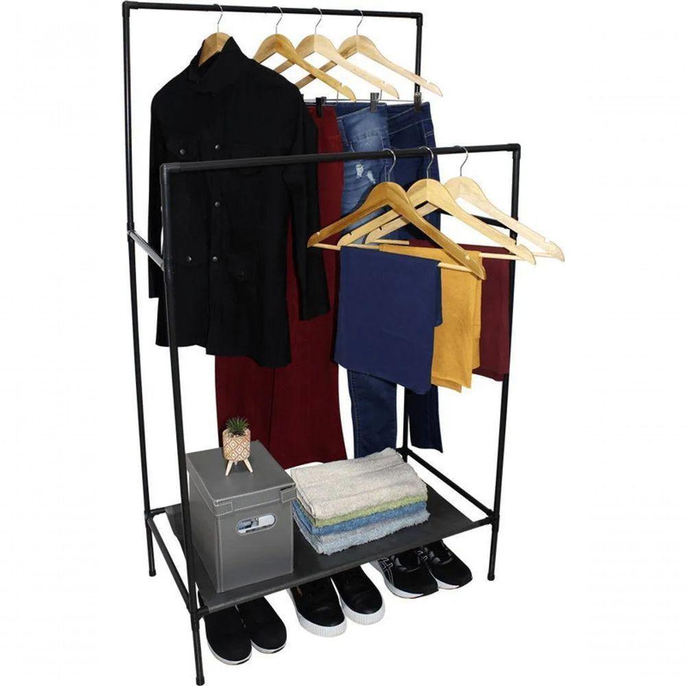 Arara Dupla Desmontável Multiuso Cabideiro Sapateira Reguláv - 6