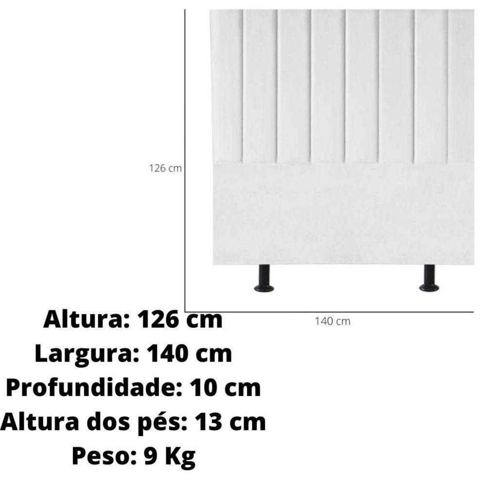 Cabeceira De Cama Casal Box 140 Cm Karla Carla Suede Cor:branco - 2