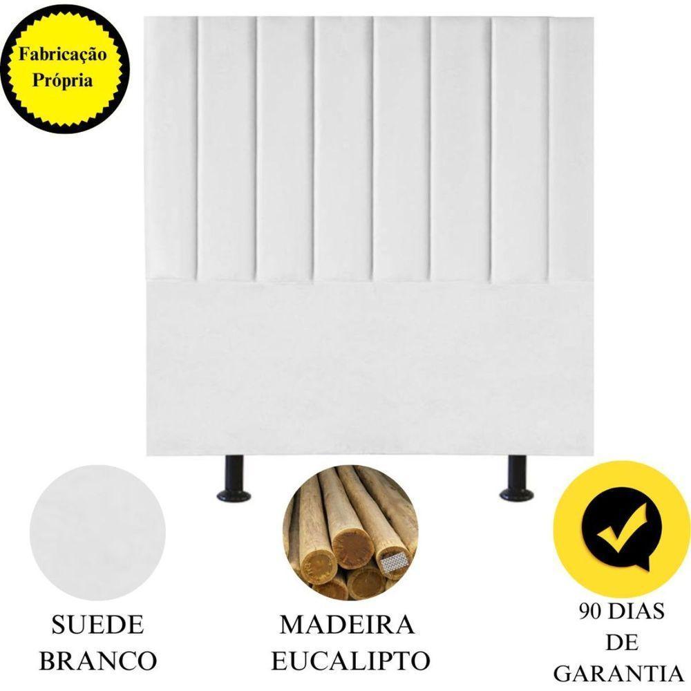 Cabeceira De Cama Casal Box 140 Cm Karla Carla Suede Cor:branco - 3