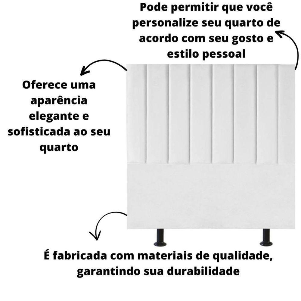 Cabeceira De Cama Casal Box 140 Cm Karla Carla Suede Cor:branco - 4
