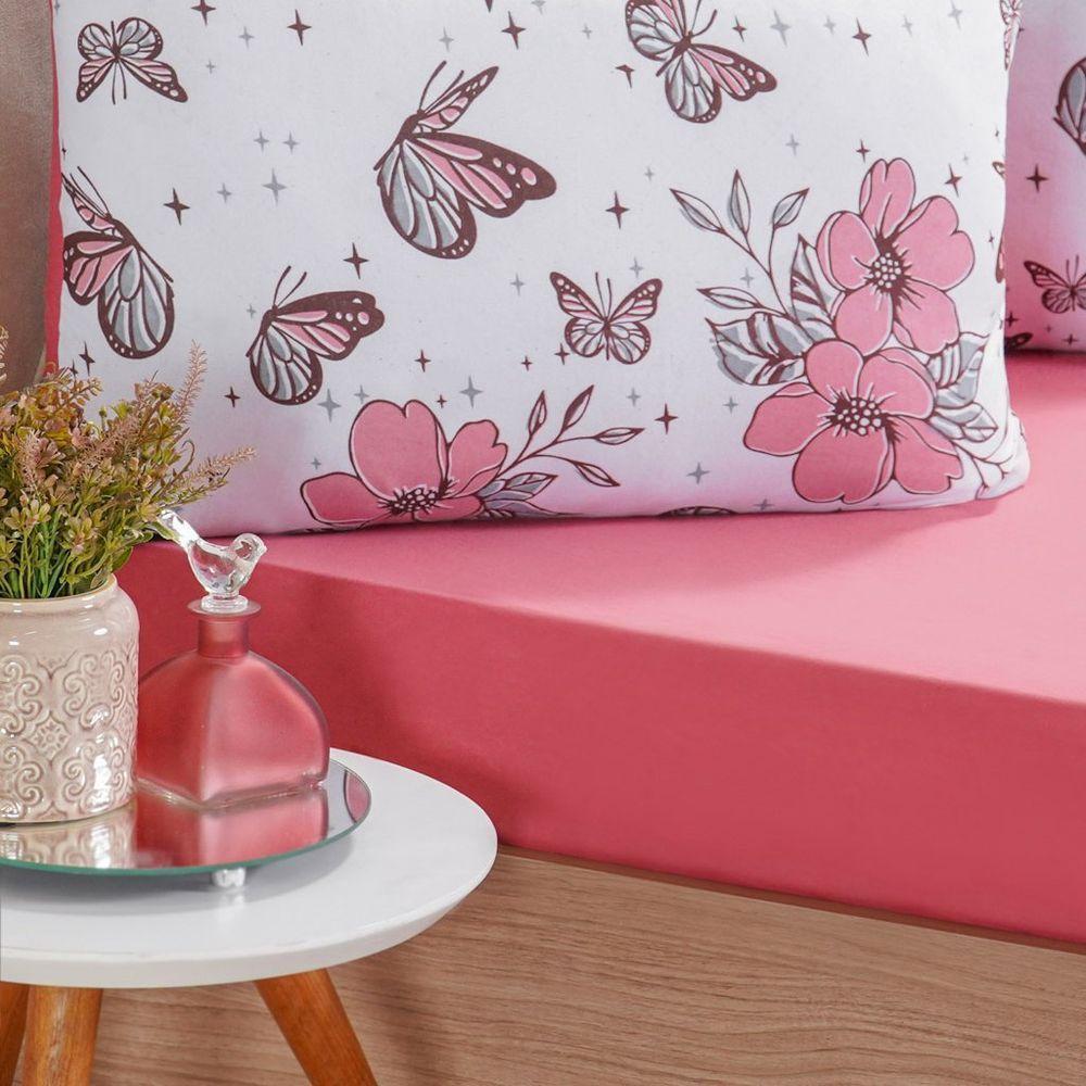 Jogo De Cama Queen Dreams Malha 100% Algodão 158x198x30cm Salmão - 2
