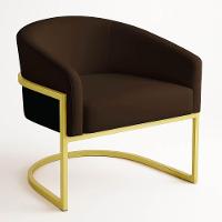 Poltrona Sala Decorativa Industrial Dourada Kit 2 Arielle Suede Marrom - 2