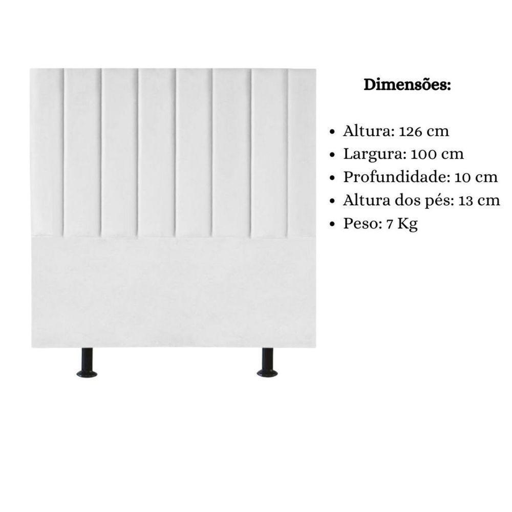 Cabeceira De Cama Solteiro Box 100 Cm Karla Carla Corino Cor:branco - 2