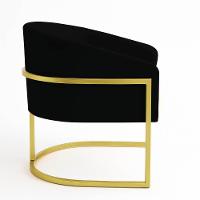 Poltrona Sala Decorativa Industrial Dourada Kit 2 Arielle Suede Cor Preto - 5