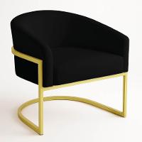 Poltrona Sala Decorativa Industrial Dourada Kit 2 Arielle Suede Cor Preto - 7