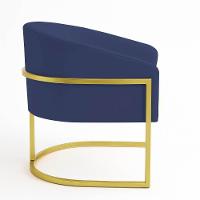 Poltrona Sala Decorativa Industrial Dourada Kit 2 Arielle Suede Azul Marinho - 2