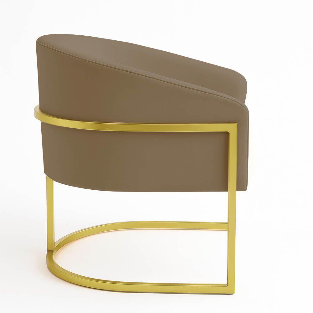 Poltrona Sala Decorativa Industrial Dourada Kit 2 Arielle Suede Cor Marrom Rato - 6
