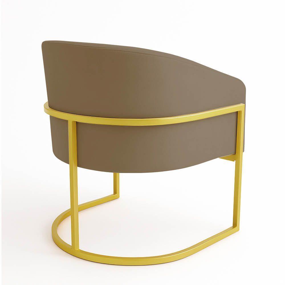 Poltrona Sala Decorativa Industrial Dourada Kit 2 Arielle Suede Cor Marrom Rato - 7