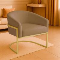 Poltrona Sala Decorativa Industrial Dourada Kit 2 Arielle Suede Cor Marrom Rato - 2