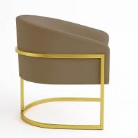 Poltrona Sala Decorativa Industrial Dourada Kit 2 Arielle Suede Cor Marrom Rato - 6