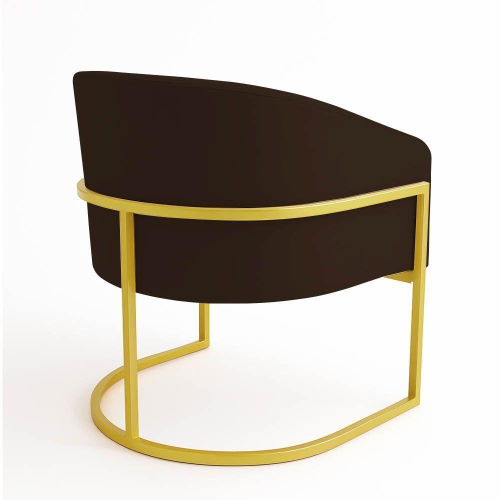 Poltrona Sala Decorativa Industrial Dourada Arielle Suede Cor Marrom - 6