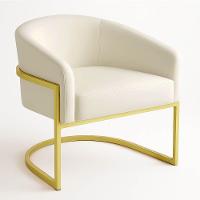 Poltrona Sala Decorativa Industrial Dourada Kit 2 Arielle Suede Cor Bege - 5