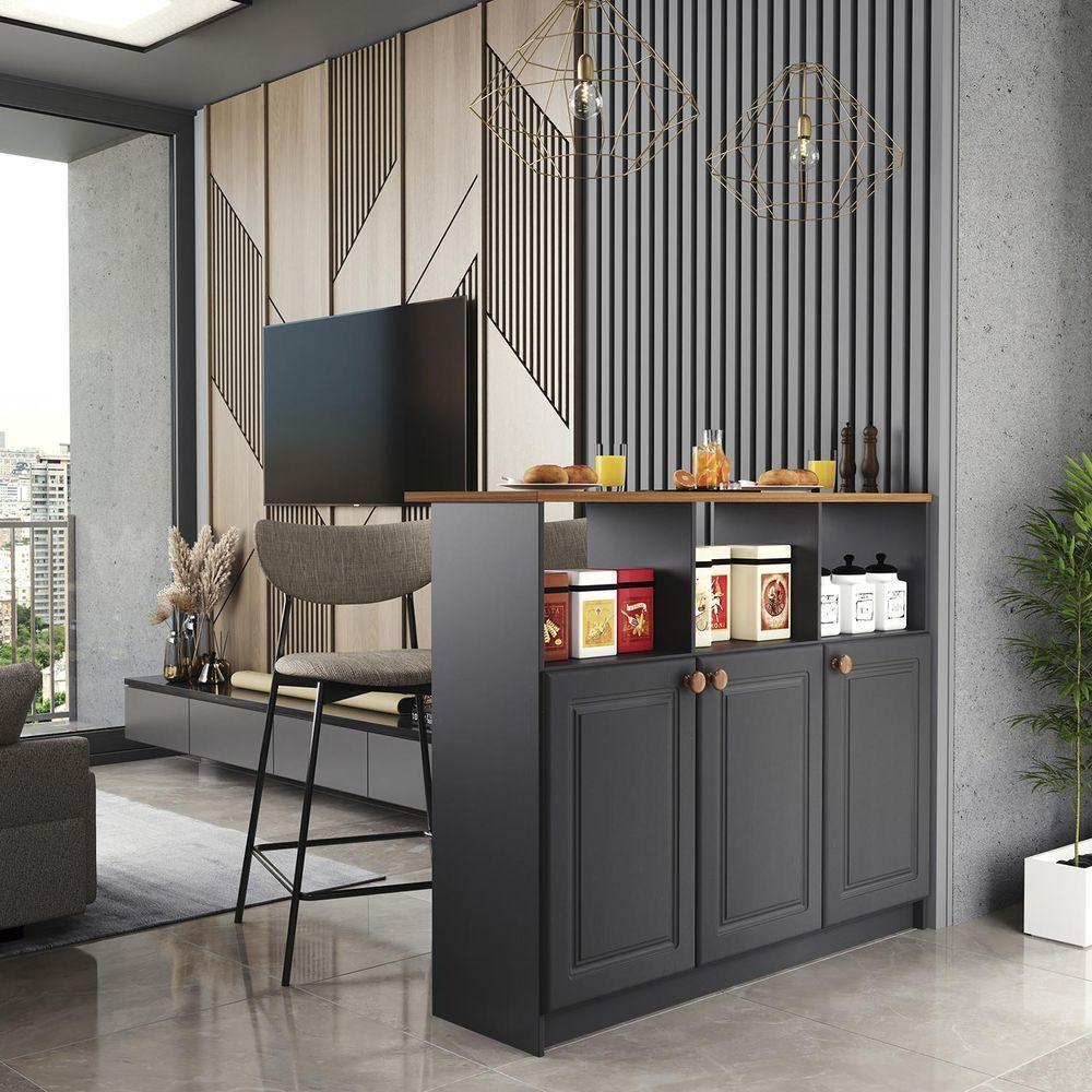 Bancada 6206 1,20 3 Portas Chumbo - Indekes - 4