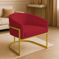 Poltrona Sala Decorativa Industrial Dourada Kit 2 Arielle Veludo Cor Marsala - 2