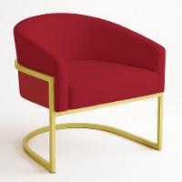 Poltrona Sala Decorativa Industrial Dourada Kit 2 Arielle Veludo Cor Marsala - 5