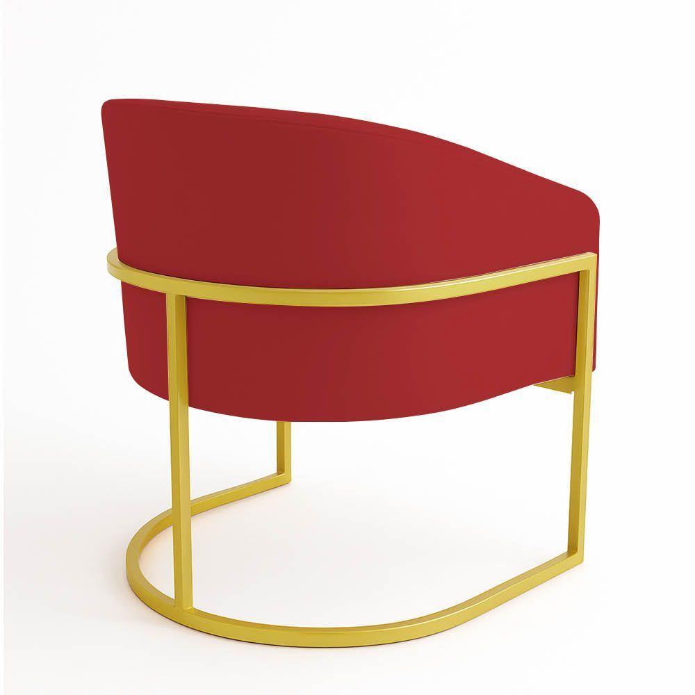 Poltrona Sala Decorativa Industrial Dourada Arielle Veludo Cor Marsala - 6