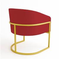 Poltrona Sala Decorativa Industrial Dourada Arielle Veludo Cor Marsala - 6