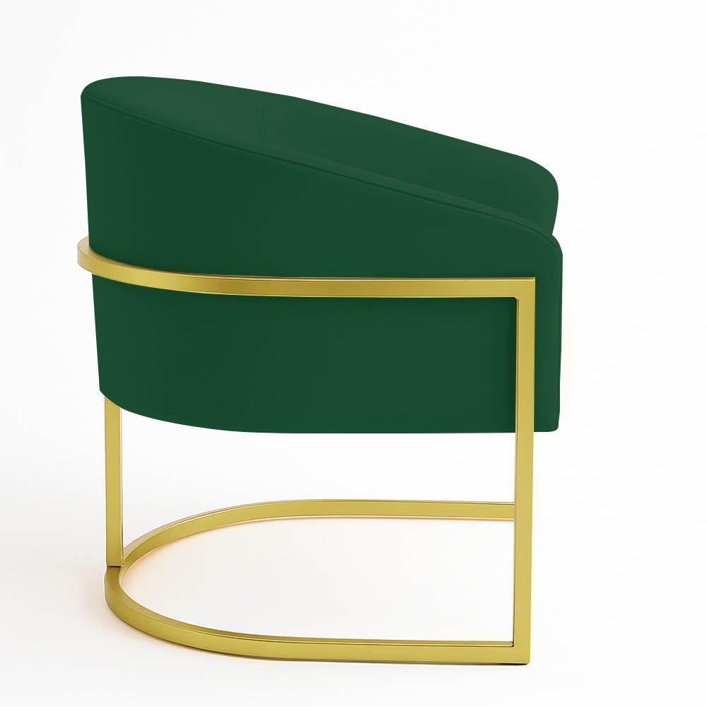 Poltrona Sala Decorativa Industrial Dourada Kit 2 Arielle Veludo Cor Verde - 5
