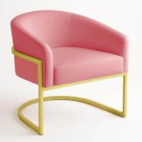 Poltrona Sala Decorativa Industrial Dourada Arielle Suede Cor Rose