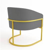 Poltrona Sala Decorativa Industrial Dourada Arielle Suede Cor Grafite - 6