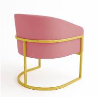 Poltrona Sala Decorativa Industrial Dourada Kit 2 Arielle Suede Cor Rose - 7