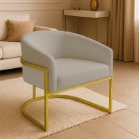 Poltrona Sala Decorativa Industrial Dourada Kit 2 Arielle Veludo Cor Cinza - 2