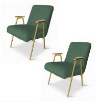 Poltrona Sala Decorativa Industrial Champanhe Kit 2 Laurita Linho Verde Menta K01 - D'rossi - 2