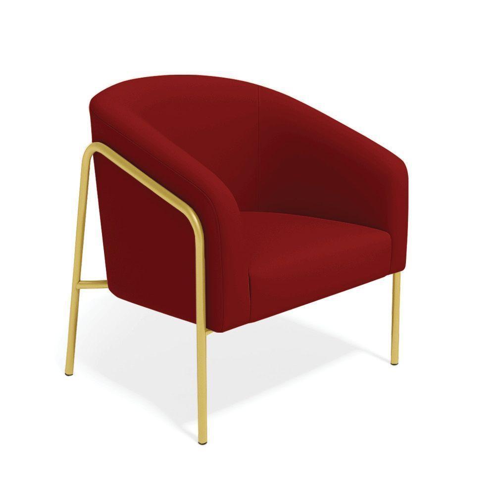 Poltrona Sala De Estar Industrial Alta Dourado Kit 2 Stella Veludo Marsala D03 - D'rossi - 5