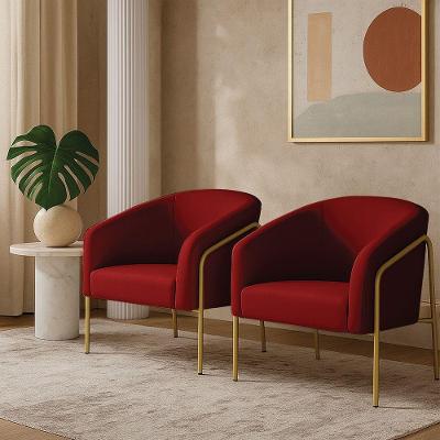 Poltrona Sala De Estar Kit 2 Stella Industrial Alta Veludo Marsala Dourado D'Rossi