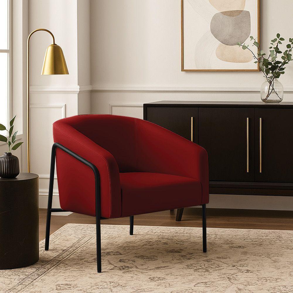 Poltrona Sala De Estar Industrial Alta Preto Stella Veludo Marsala D03 - D'rossi - 1